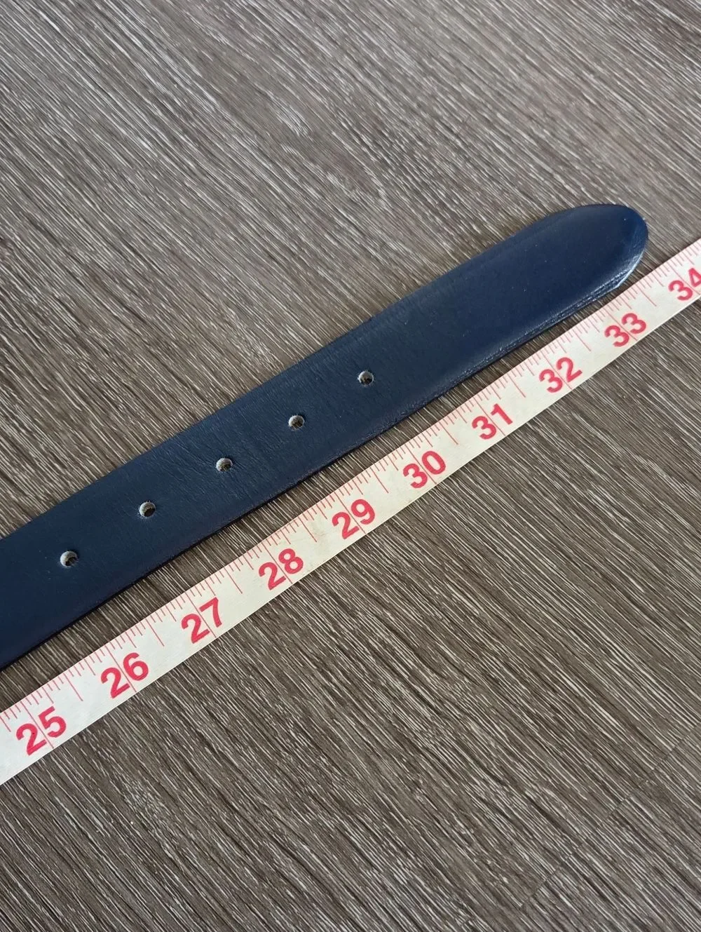 Vintage Navy Leather Belt with Gold Buckle
